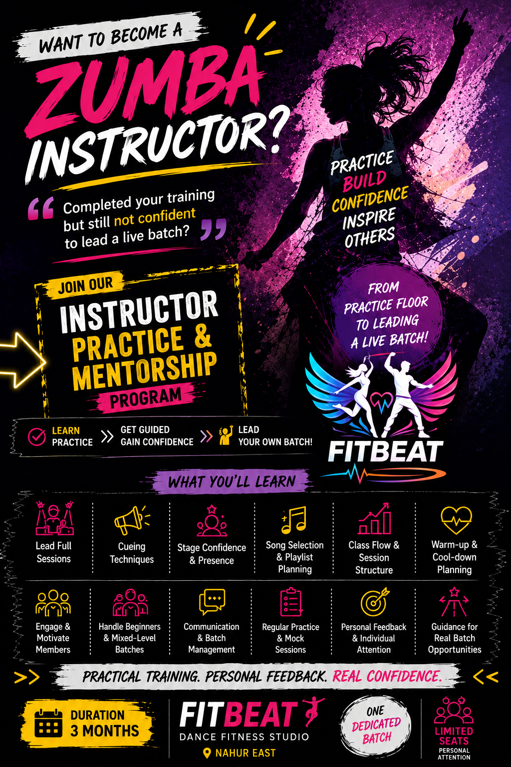 Zumba instructor practice and mentorship program Fitbeat Studio Bhandup Nahur Mumbai