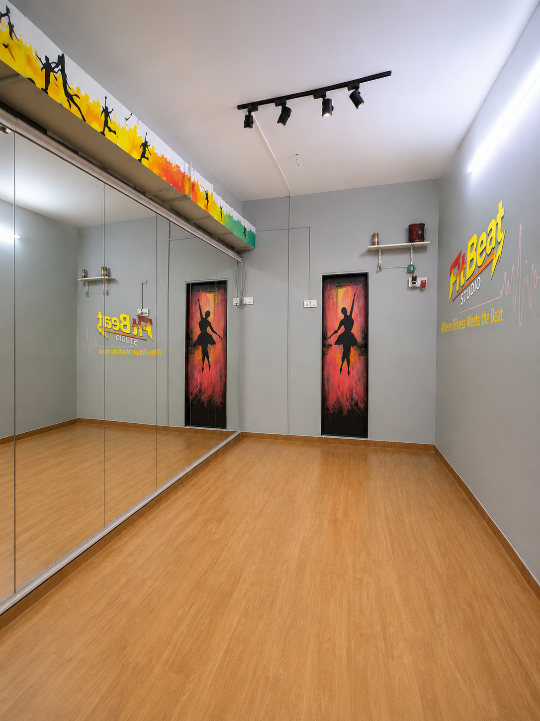 Fitbeat Studio full mirror wall wide view